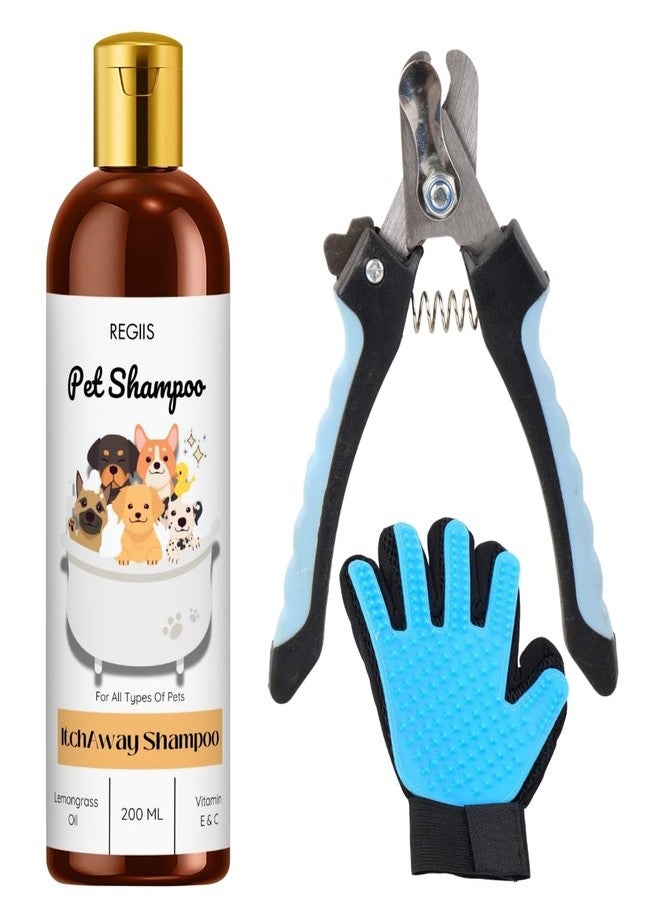 REGIIS Pet Shampoo for All Types of Pets, Itch Away Formula with Lemongrass Oil and Vitamin E, 200 ML(Pack of 3) - Image 1